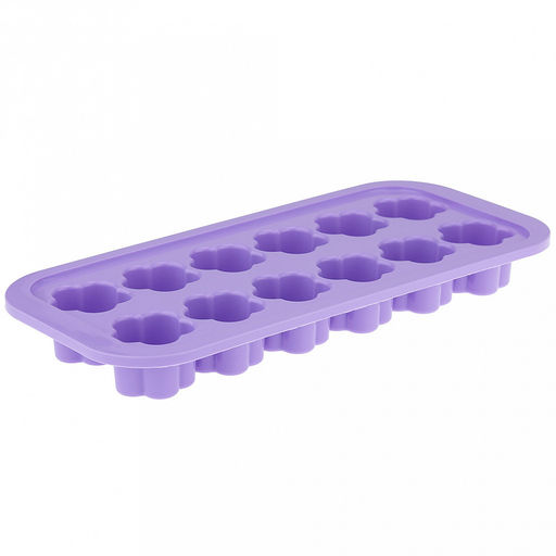 Форма для льда пластмассовая (мармелада) "Цветок - 12 штук" 24,8х11,3см h2,8см, цвета в ассортименте: фиолетовый, розовый, голубой, серый, кремовый, в п/эт пакете (Китай)