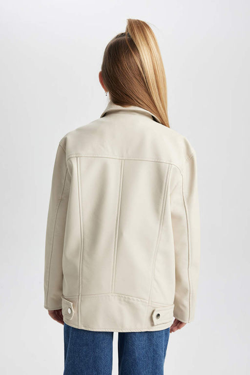 Водоотталкивающая куртка с воротником для девочек, пальто - Defacto фото 6