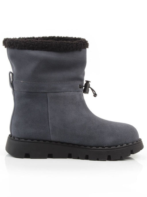 04-PAL273-3Z GRAY/BLUE Ботинки зимние женские (натуральная замша, 100% шерсть)