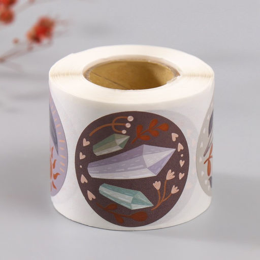 Наклейка бумага Бохо, d=3.8 см, 252 шт. в рулоне