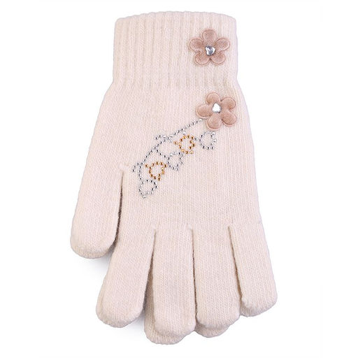 Перчатки детские однотонные с цветочками - BOZA фото 3