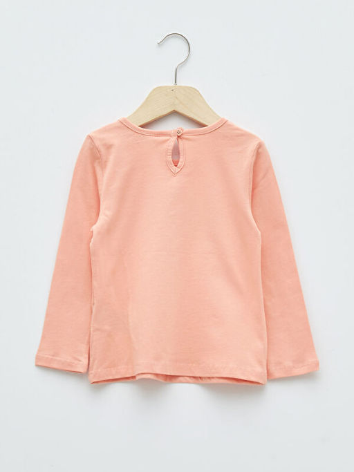 Bisiklet Yaka Uzun Kol Bask?l? Pamuklu K?z Bebek Ti??rt - Waikiki фото 2