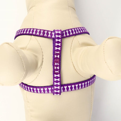 Комплект прошитый Косточки, ширина 1 см, поводок 120 см, шлейка 23-35 см, фиолетовый - Пижон фото 5