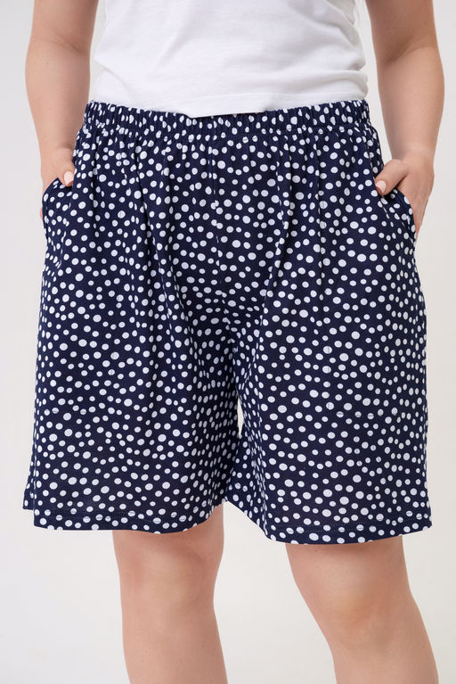 Шорты женские из кулирки Цветник горошек на темно-синем макси - Амадэль фото 4