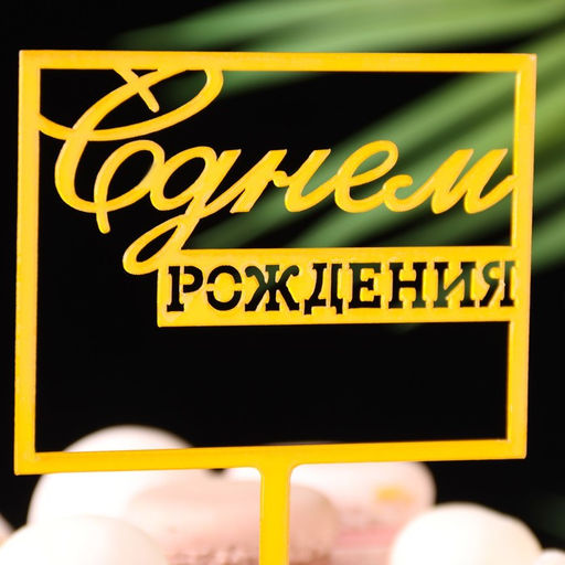 Цена за 3 шт. Топпер для торта «С днём рождения», золотой