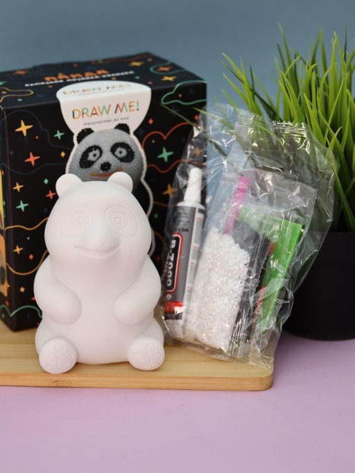 Алмазная мозаика на копилке (нижняя загрузка) Draw Me! Panda, (9*8.5*12 см)