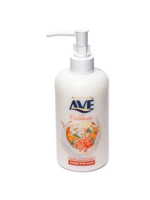 "AVE" Жидкое крем-мыло Мёд и молоко с витамином В5 (дозатор-450г).12