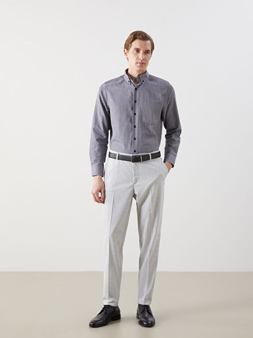 Regular Fit Uzun Kollu Ekose Gabardin Erkek G?mlek