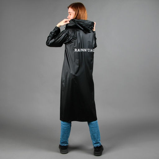 Дождевик взрослый плащ RAININ'CIAGA, размер 42-48, цвет чёрный