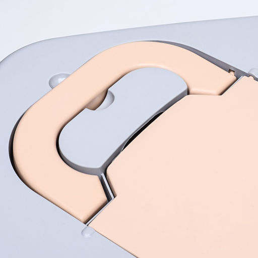 Туалет-домик угловой для кошек закрытый с дверцей 57×46×37 см, бежево-серый