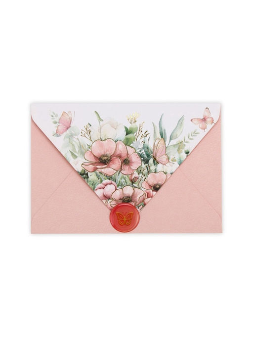 Цена за 5 шт. Конверт для денег с открыткой и наклейкой «Нежные цветы», тиснение, акварельный картон, 16 х 11 см