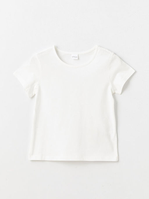 Bisiklet Yaka Bask?l? K?sa Kollu K?z ?ocuk Ti??rt ve ?ort - Waikiki фото 2