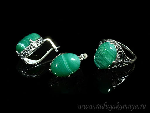 Кольцо Серьги с агатом тонированным, цв.зеленый размер 19