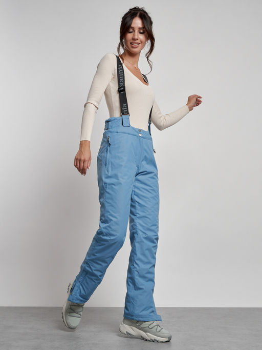 Полукомбинезон утепленный женский зимний горнолыжный голубого цвета 7601Gl - Colannia фото 16