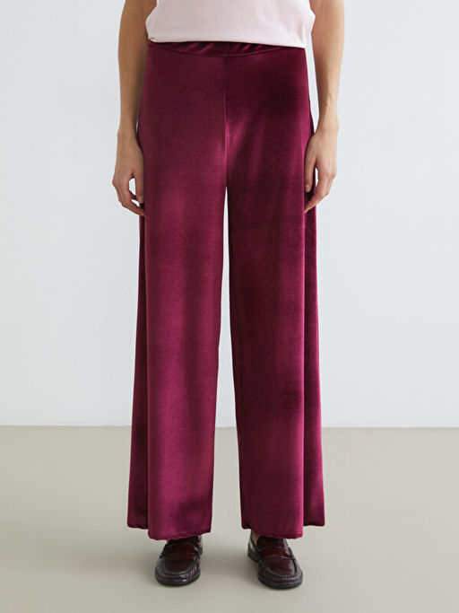 Beli Lastikli Geni? Pa?a Kad?n Kadife Pantolon