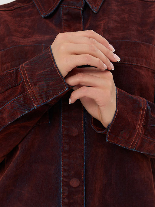 Жакет женский джинсовый бордовый - Mark formelle фото 6