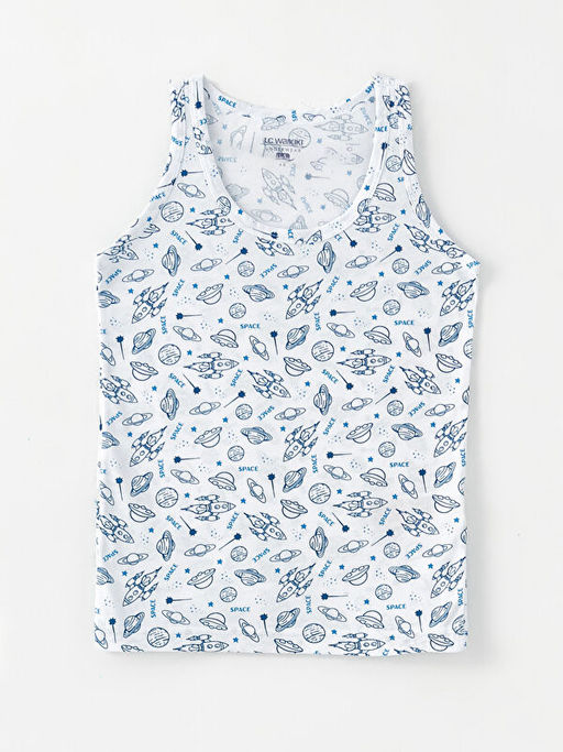 Bisiklet Yaka Bask?l? Pamuklu Erkek ?ocuk Atlet 2li - Waikiki фото 2