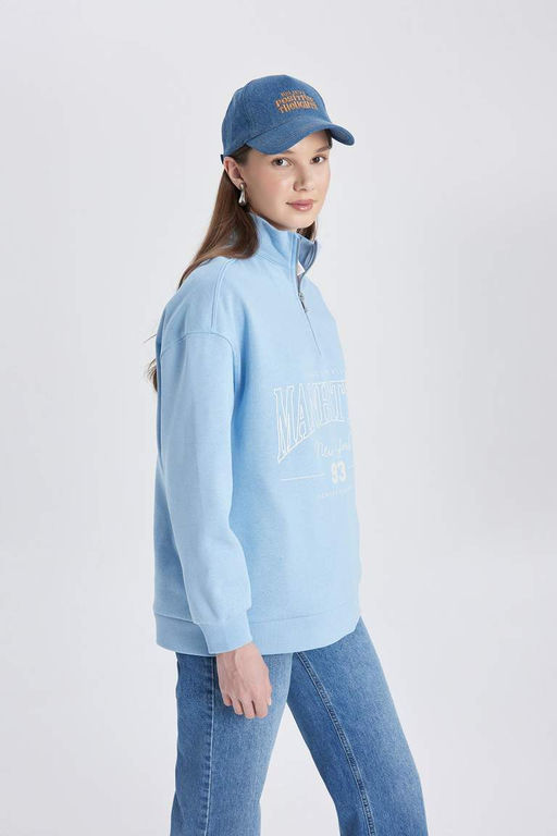 Мягкий толстый свитшот-туника с круглым вырезом стандартной посадки - Defacto фото 7