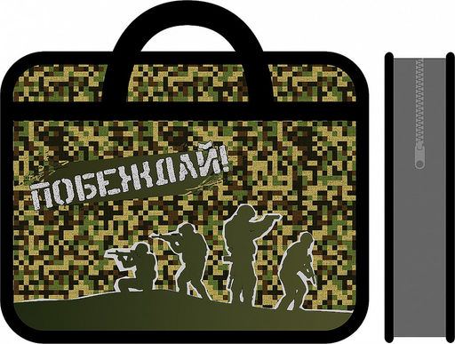 Папка на молнии с ручками А4 (ПМ-А4-25) "Побеждай" тканевая окантовка