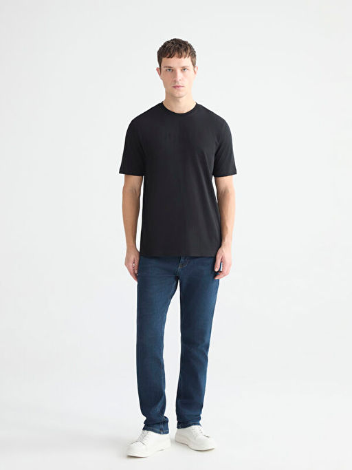 Bisiklet Yaka Bask?l? Penye Erkek Ti??rt