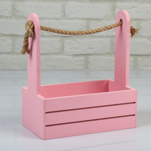 Набор кашпо деревянных 2 в 1 (251530; 211223 см) Dear, ручка канат, розовый - Дарим красиво фото 2
