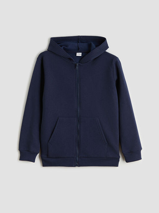 Kap??onlu Erkek ?ocuk Kal?n Fermuarl? Sweatshirt