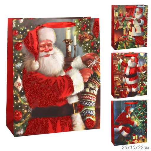 Цена за 12 шт. Пакет подарочный Новый год 26х32x10см / 2301-2 /уп 12/480/микс/210г/м2 - ГалеонТрейд фото 6