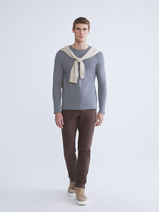 Bisiklet Yaka Uzun Kollu Erkek Ti??rt