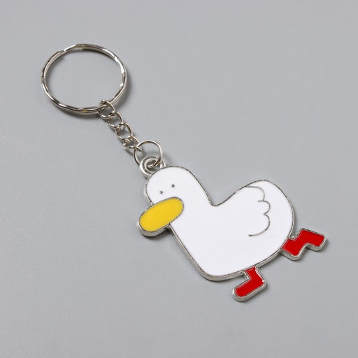 Цена за 12 шт. Брелок для ключей на кольце «Утка белая», металл, 4.5×4 см