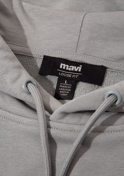 Mavi Logo Bask?l? Kapusonlu Gri Sweatshirt  фото 8