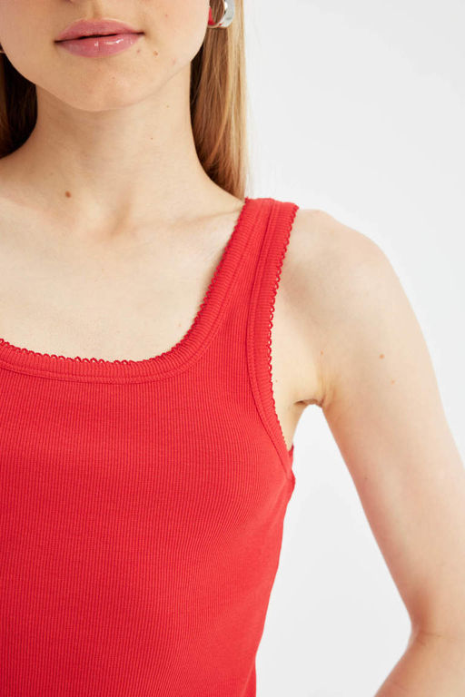 Cool Bodycon Базовое мини-платье без рукавов в рубчик на бретельках - Defacto фото 5