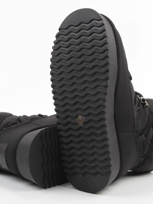 04-WF029-2M BLACK Ботинки зимние женские (натуральная кожа, курточная ткань, 100% шерсть)