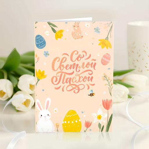 Открытка 4 шоколадки "Со Светлой Пасхой"