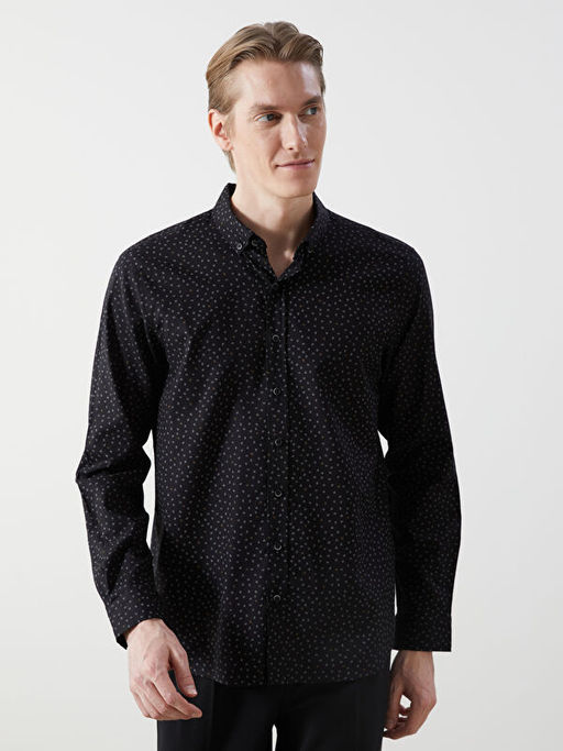 Slim Fit Uzun Kollu Desenli Arm?rl? Erkek G?mlek