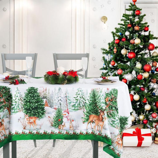 Скатерть новогодняя Этель Новогодний лес 148х110 см, 100% хл, саржа 190 гр/м2 с ГМВО  фото 2