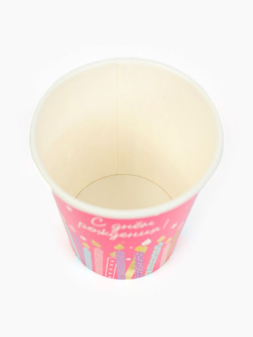 Цена за 10 шт. Стакан одноразовый бумажный «С Днём рождения», розовый, 250 мл