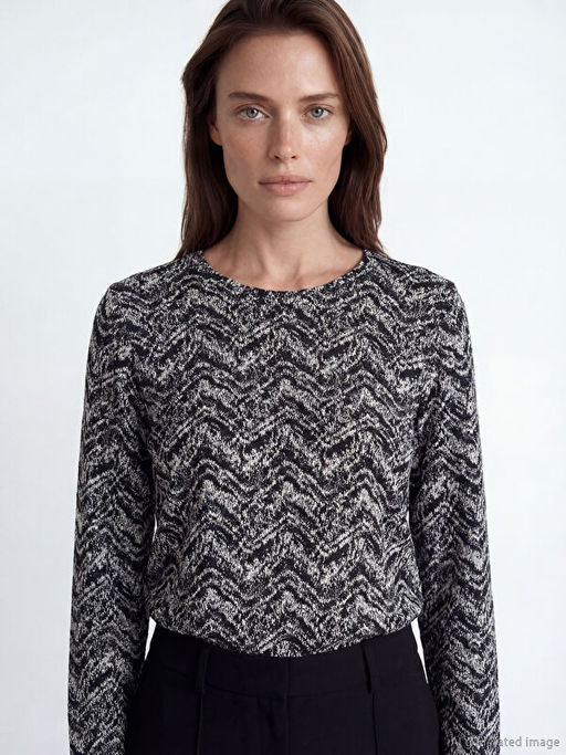 Bisiklet Yaka Desenli Bluz