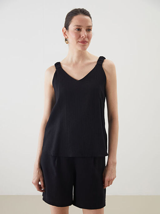 V Yaka Dokulu Kad?n Bluz