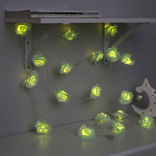 УЦЕНКА Гирлянда Нить 5 м с насадками Розы зелёные, IP20, 20 LED, 220 В, прозрачная нить, свечение тёплое белое - Luazon lighting фото 7