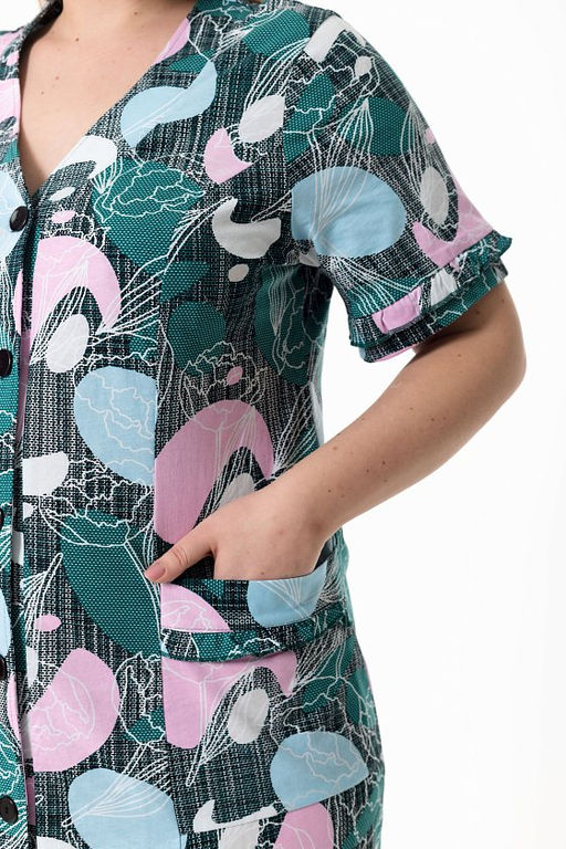 Халат М31430Азр зеленый/розовый - Елена фото 7