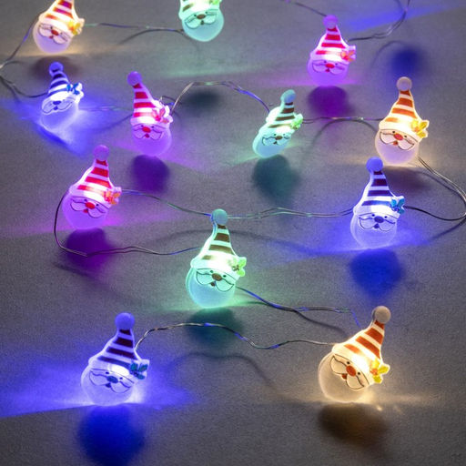 Гирлянда Нить 2 м роса с насадками Дед Мороз, IP20, серебристая нить, 20 LED, 2 режима, батарейки ААх2 (нет в комплекте), свечение мульти