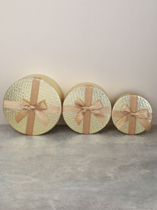 Коробка подарочная круглая 3 штуки 20х20х11 см / 3406-01 /уп 30/золото - ГалеонТрейд фото 4