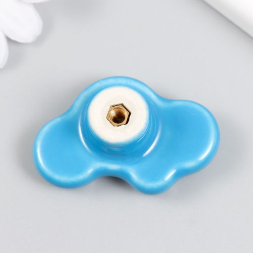 Фурнитура для шкатулки, ручка «Машинка», керамика, металл, голубой, 3.2×4.8×2.2 см