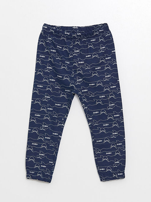 Beli Lastikli Bask?l? Erkek Bebek Pijama Alt
