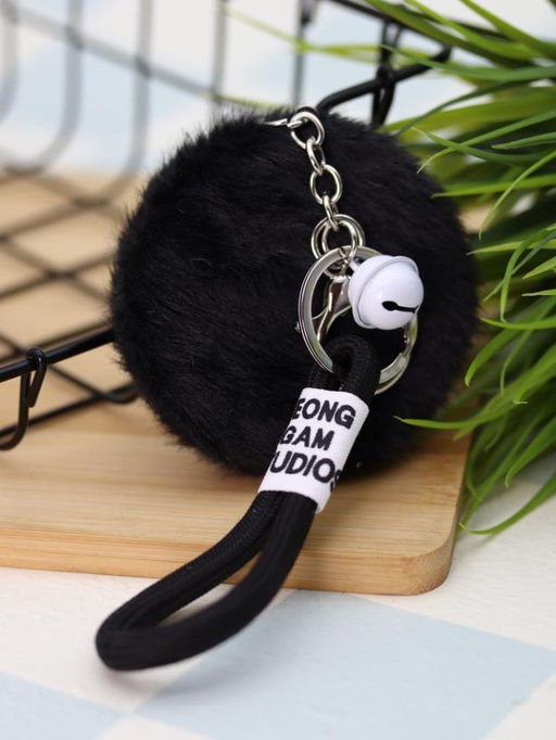 Плюшевое раскладное зеркало брелок "Bunny", чёрное (7*7 см)