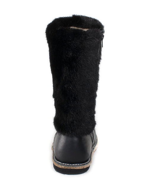 Унты женские на войлочной подошве.Черн., Черная "норка". Молния