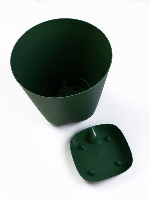 Горшок для цветов «Гранд», 15 л, d=29.5 см, h=31 см, пластиковый, с прикорневым поливом, зелёный
