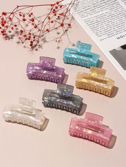 Краб для волос "Линда" прямой перламутр, 8х4 см, микс