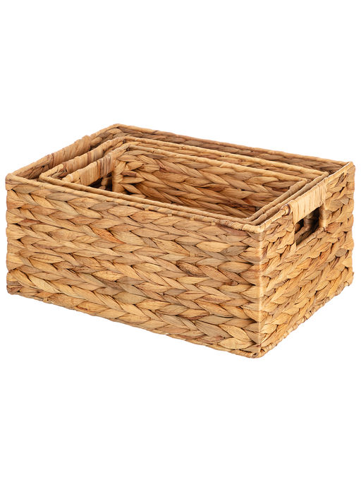 Набор 3 плетеных корзин 27*17*12,5 см, 31*21*14,5 см, 36*27*16,5 см, водный гиацинт