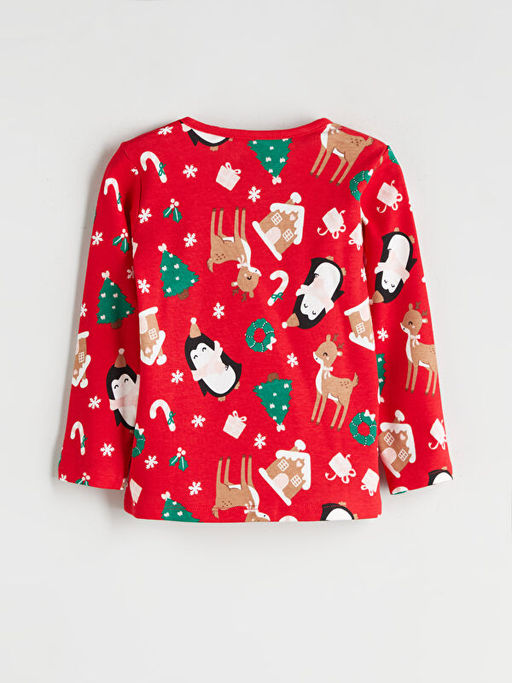 Bisiklet Yaka Y?lba?? Temal? K?z Bebek Pijama Tak?m?